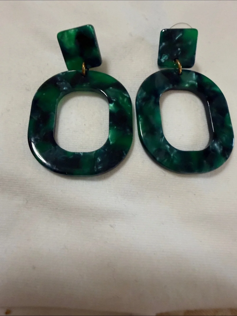 Assorted Resin Hoop & Drop Earrings - Tortoise, Multicolor & Emerald